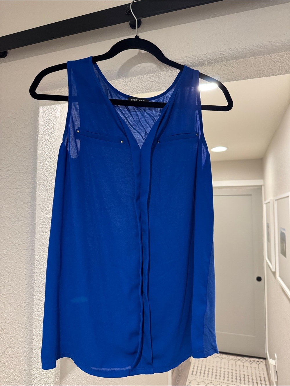Express Royal Blue Sleeveless Button-Front Camisole